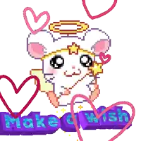 a pixel art of a hamster with the words make a wish