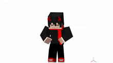 a minecraft character with red horns and a red scarf