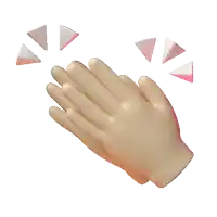 a pair of hands clapping with triangles coming out of it
