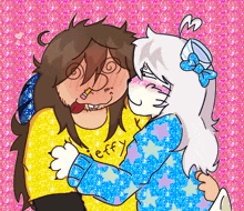 a drawing of a man and a girl with the word jeffy on their shirts
