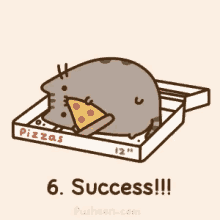 pusheen success pizza eat
