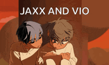 a cartoon drawing of jaxx and vio