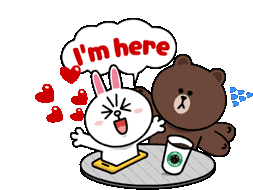 Brown Bear And Cony Bunny Sticker - Brown Bear And Cony Bunny Im Here Stickers