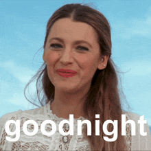 a picture of a woman with the words goodnight written below her