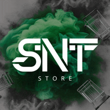 the snt store logo is surrounded by shopping carts