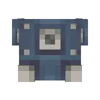 a blue block with a square in the middle