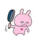 a pink bunny rabbit is holding a frying pan in his hand .