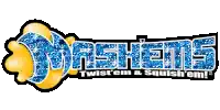 a logo for mashems twist em and squish em !