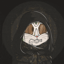 a cartoon of bugs bunny wearing a black hooded cloak
