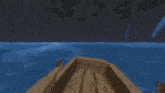 a computer generated image of a waterfall and a pyramid
