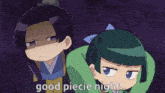 a cartoon character says good piece night