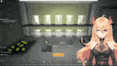 a screenshot of a video game shows a girl with horns and a button that says avoid