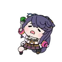 a cartoon of a girl eating broccoli with a fork and knife .