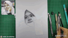 a drawing of a woman 's face is being made in animatica