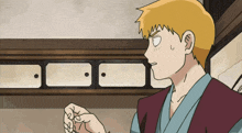 a cartoon of a man in a kimono making a funny face