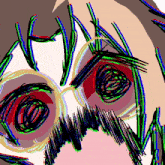 a close up of a drawing of a person 's face with glasses