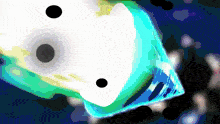 a computer generated image of a blue and white object with black dots on it