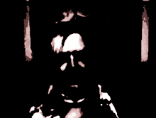 a black and white drawing of a man with a mask on