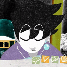 a cartoon drawing of a person with a mask