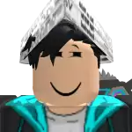 a roblox character with a newspaper on his head and a blue jacket .