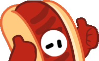 a cartoon drawing of a hot dog with a thumbs up