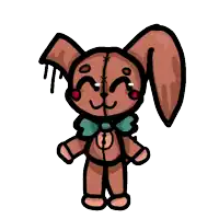 a cartoon drawing of a stuffed bunny rabbit with a bow tie