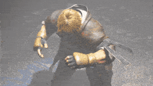 a man kneeling on the ground with a sword in his hand
