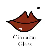 a logo for cinnabar gloss with a drawing of a woman 's lips