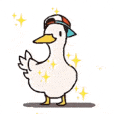 a cartoon of a duck wearing a hat with chinese writing surrounding it