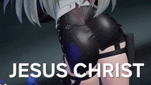 a picture of a girl with the words jesus christ written on it