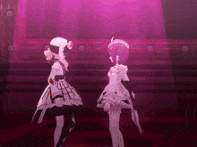 a couple of anime girls standing next to each other