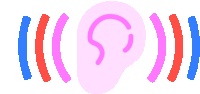a drawing of a pink and blue circle with the letter s in the middle