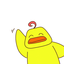 a cartoon of a duck saying bye with its hand