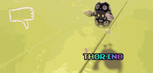 a video game character named thorino is flying in the air