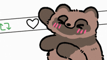 a drawing of a teddy bear with a heart and the number 1 on it