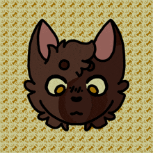 a cartoon drawing of a cat 's face with a patterned background