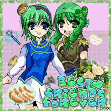 a picture of two anime girls with the words best friends forever on it