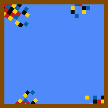 a blue background with arabic writing in yellow and red