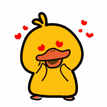 love yellow duckling cute heart duck