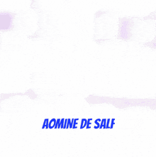a cartoon of a man with a bird on his head and the words aomine de salf below him