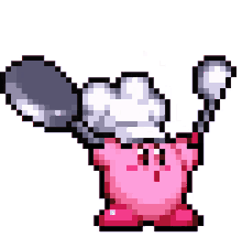cooking kirby pink clap pixelated