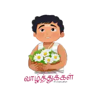 a cartoon of a man holding a basket of flowers with the words " niradodies " written below him