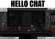 a screenshot of a video game with the words hello chat
