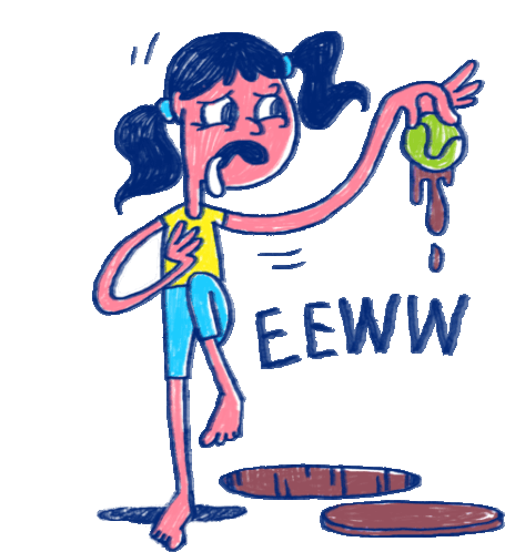 Girl Fetches Ball From Mucky Water Saying 'Eww' Sticker - Gully Cricket E Eww Gross Stickers