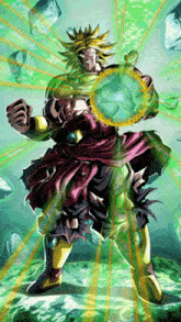 a painting of a cartoon character with a green background