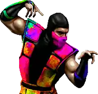 a pixel art of a ninja with a purple mask