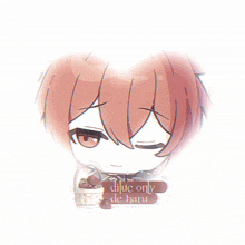 a drawing of a boy with red hair and the words dilue only de haru