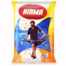 a package of nirma laundry detergent with a picture of a man on it