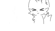 a black and white drawing of a cat with its eyes closed and a very angry look on its face .