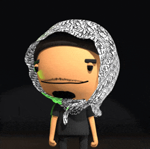 a cartoon character with a scarf around his head that says ' a ' on it
